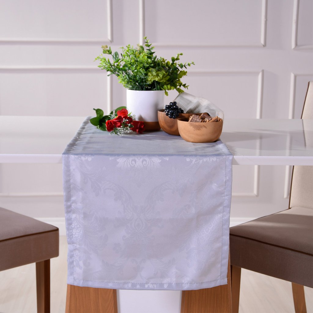 Trilho de Mesa 40x140 Damask Ligamento Cetim Cinza