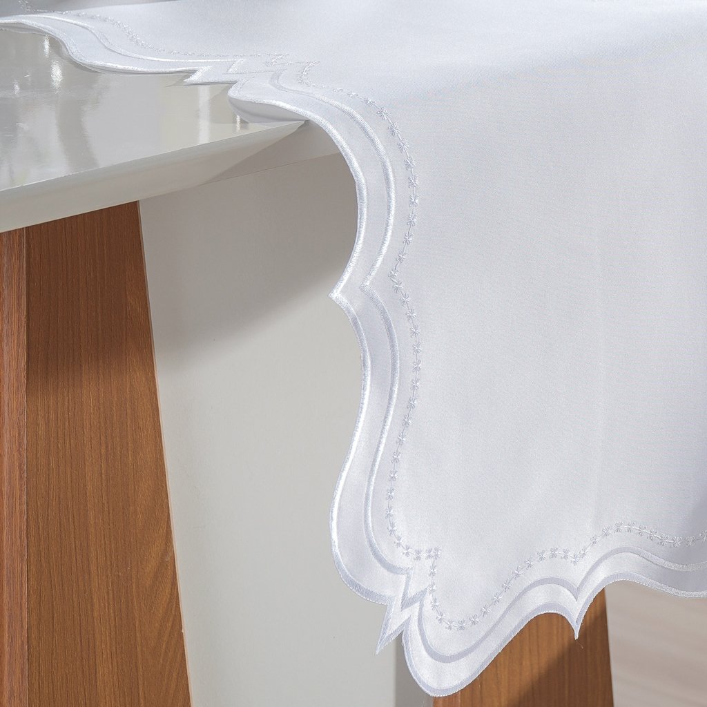 Trilho de Mesa Bordare Bordado 40x150cm Branco