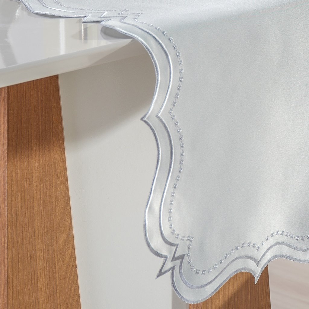 Trilho de Mesa Bordare Bordado 40x180cm Oyster