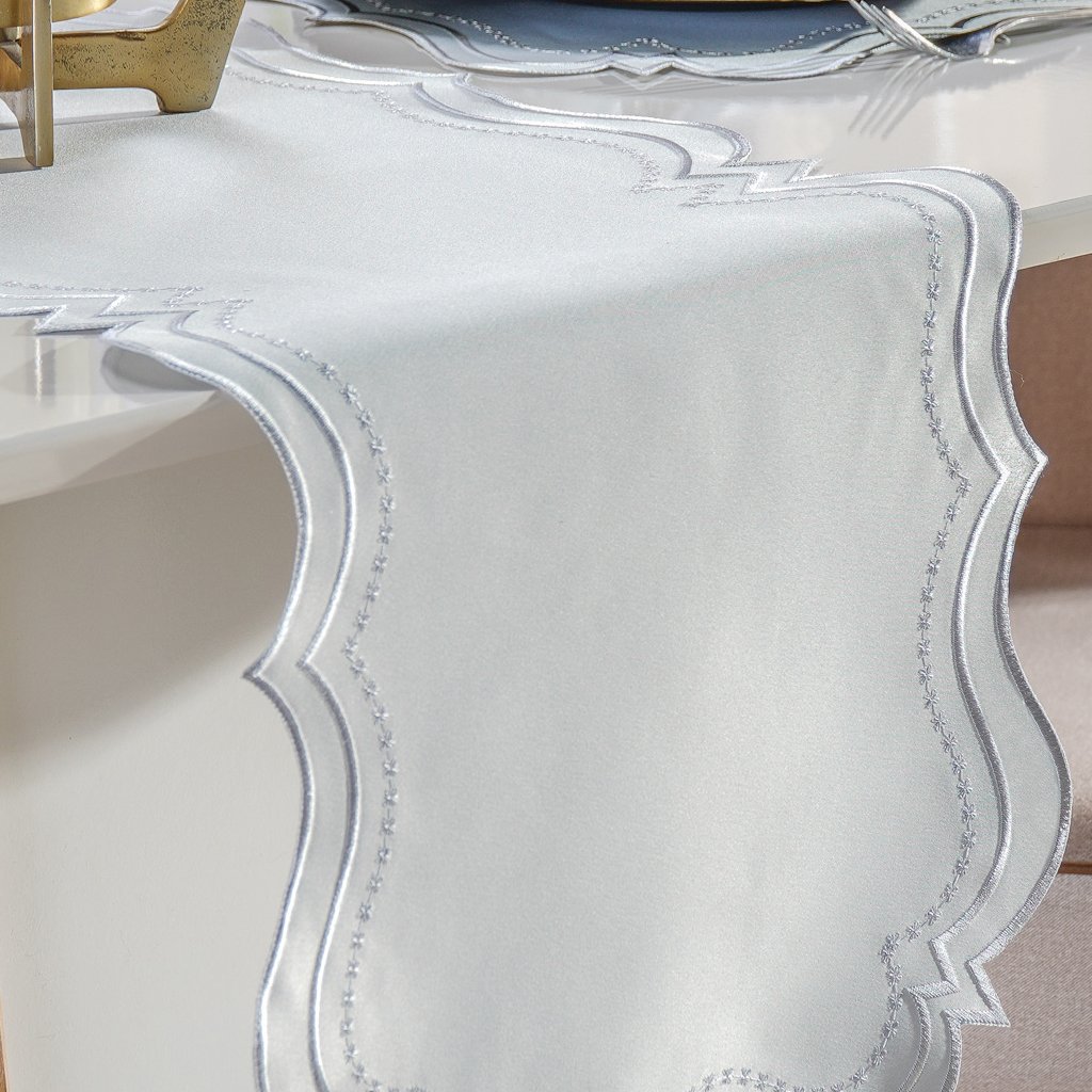 Trilho de Mesa Bordare Bordado 40x180cm Oyster