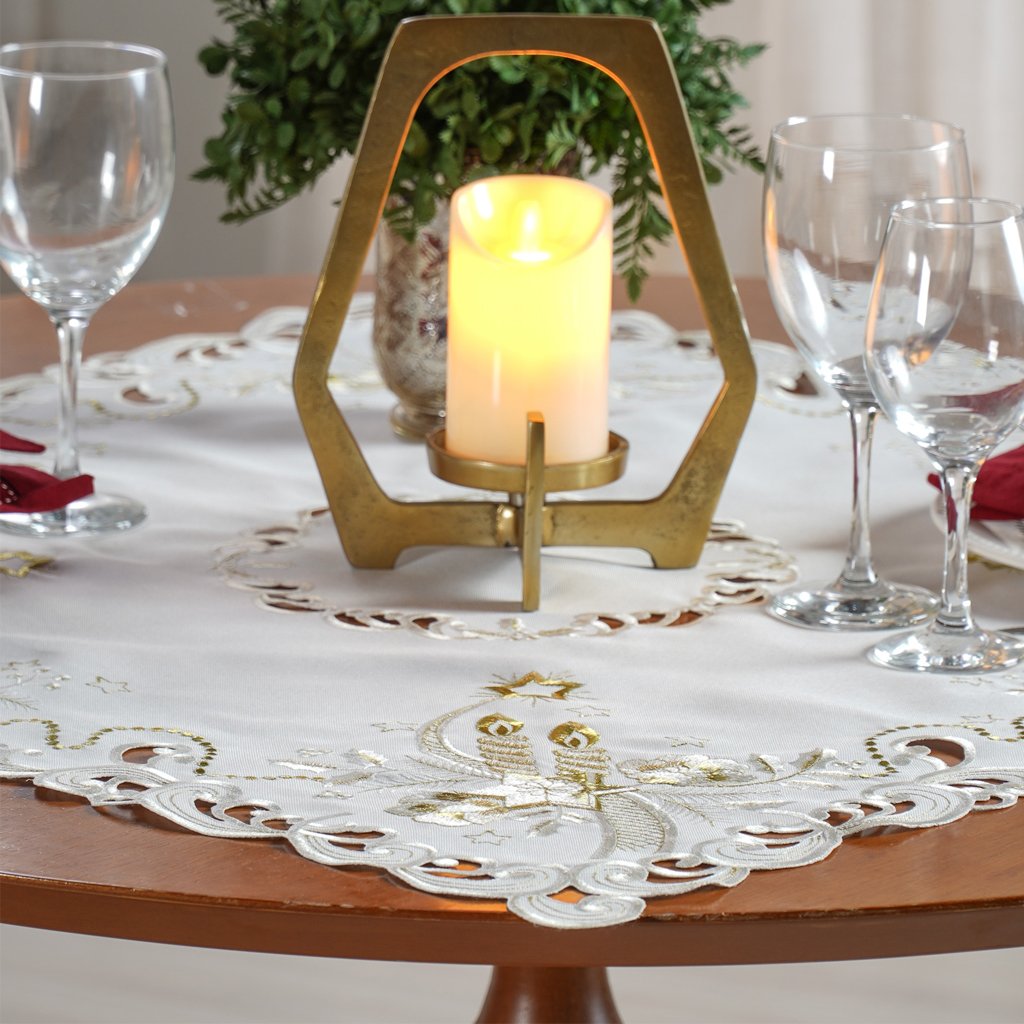 Trilho de Mesa Natalino Bordado Inglês 40x140 Lumier