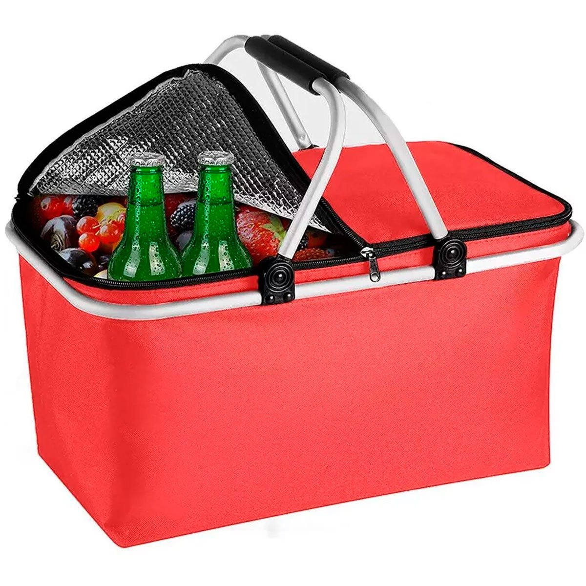 Cesta Térmica Dobrável Retrátil Piquenique 20 Litro Vermelho