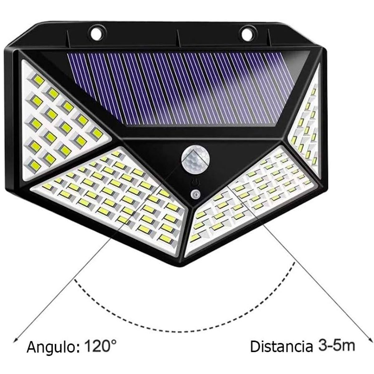 Kit 2 Luminárias Solar de Parede 100 Led com Sensor Presença