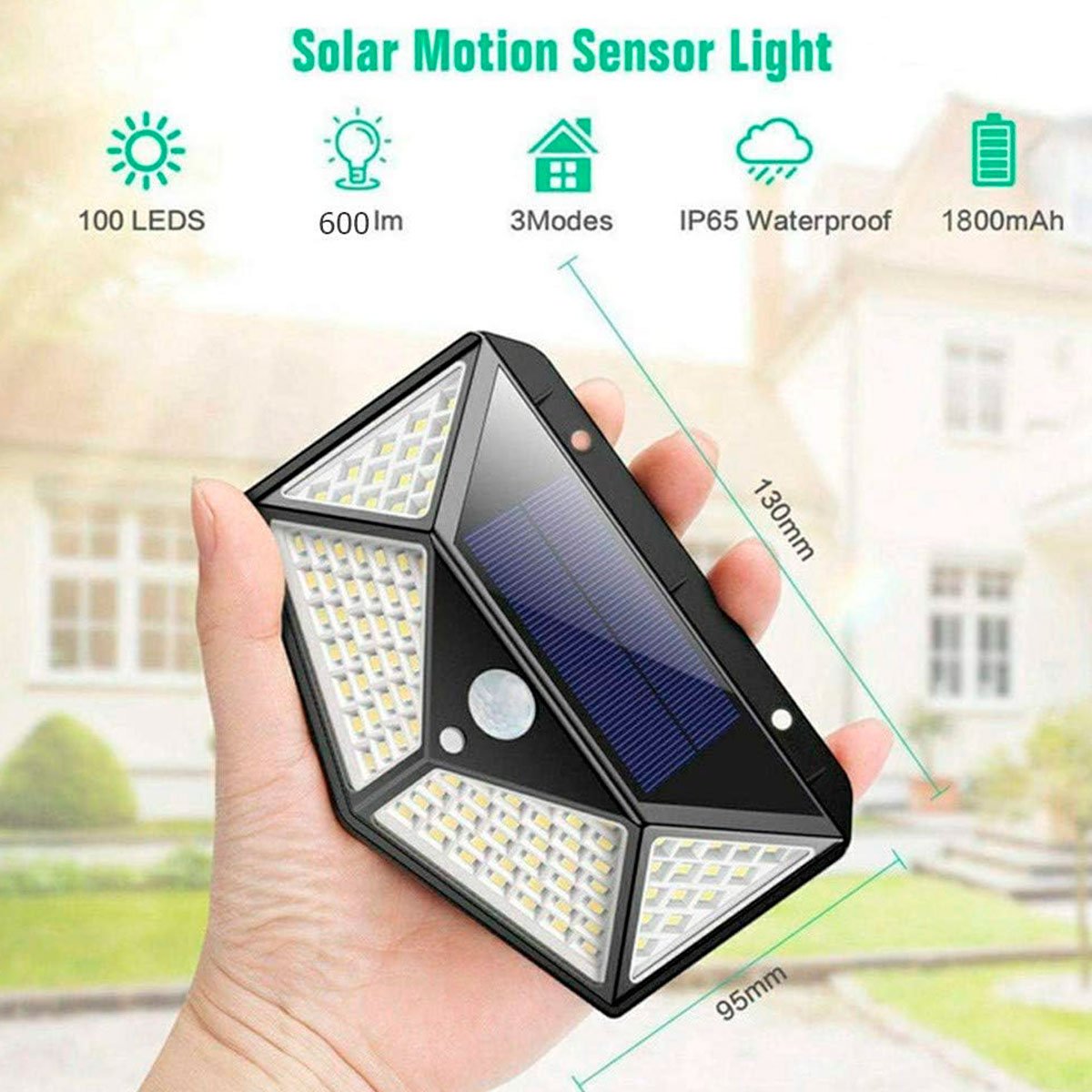 Kit 2 Luminárias Solar de Parede 100 Led com Sensor Presença