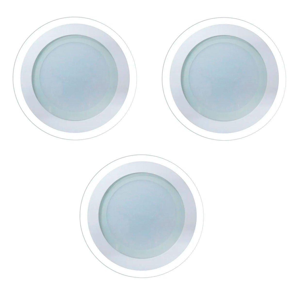 Kit 3 Luminárias Lâmpada LED 12W Plafon Embutir Borda Vidro