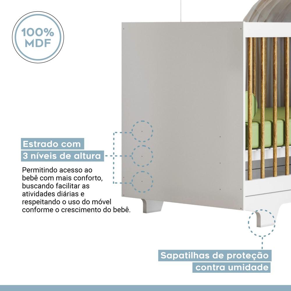 Berço Mini Cama Flocos Tigus Baby Branco
