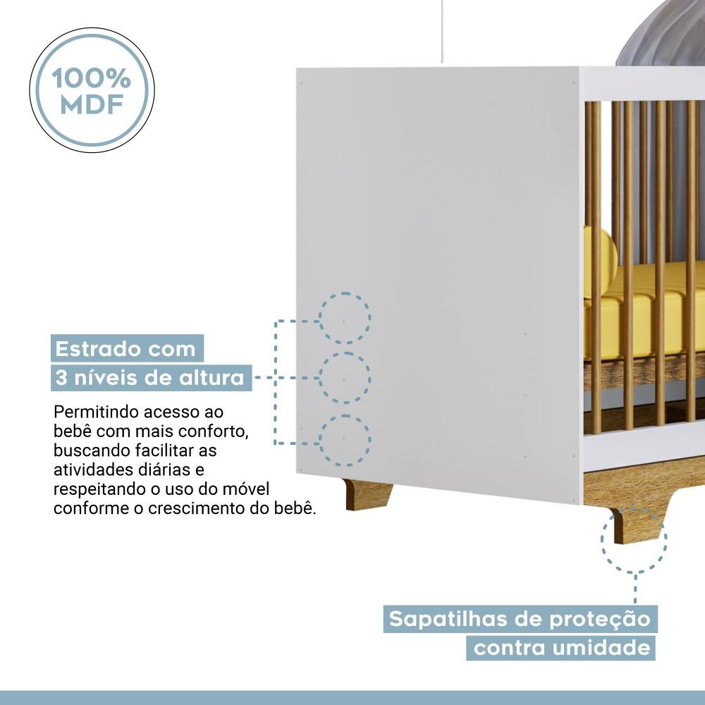 Berço Mini Cama Flocos Tigus Baby Branco Madeirado Ypê