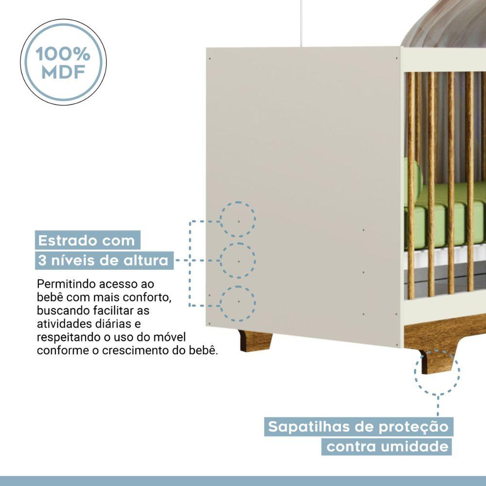 Berço Mini Cama Flocos Tigus Baby Off White Madeirado Ypê