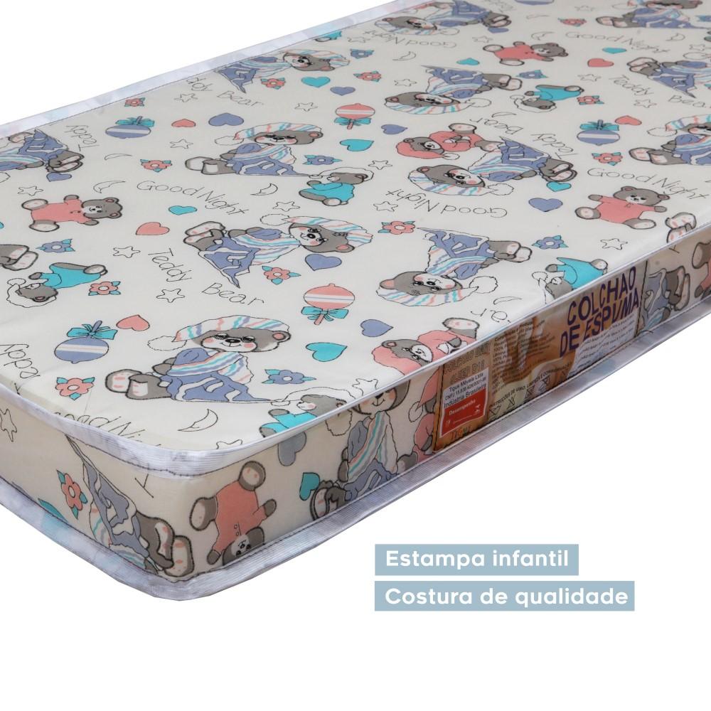 Berço Mini Cama Flocos com Colchão Tigus Baby Branco