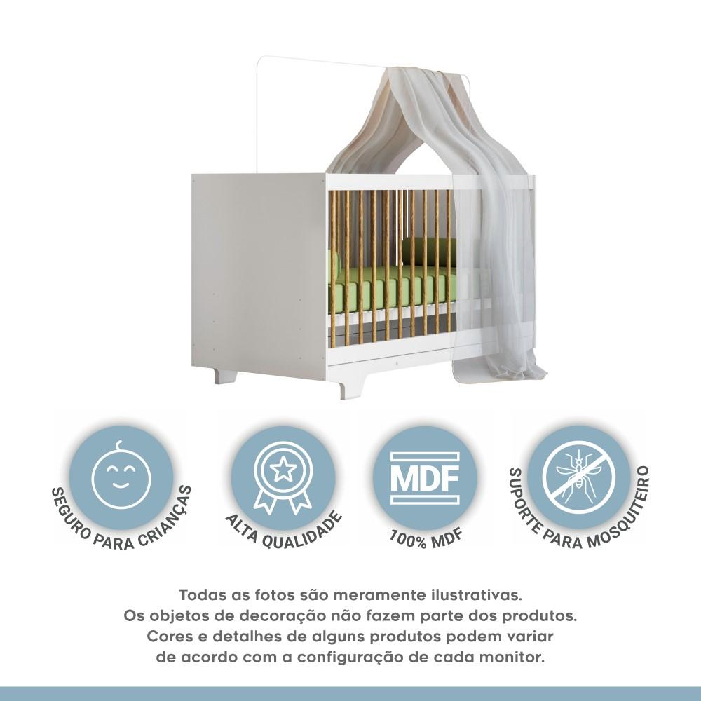 Berço Mini Cama Flocos com Colchão Tigus Baby Branco