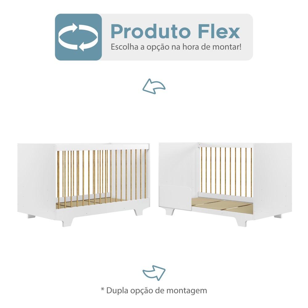 Berço Mini Cama Flocos com Colchão Tigus Baby Branco