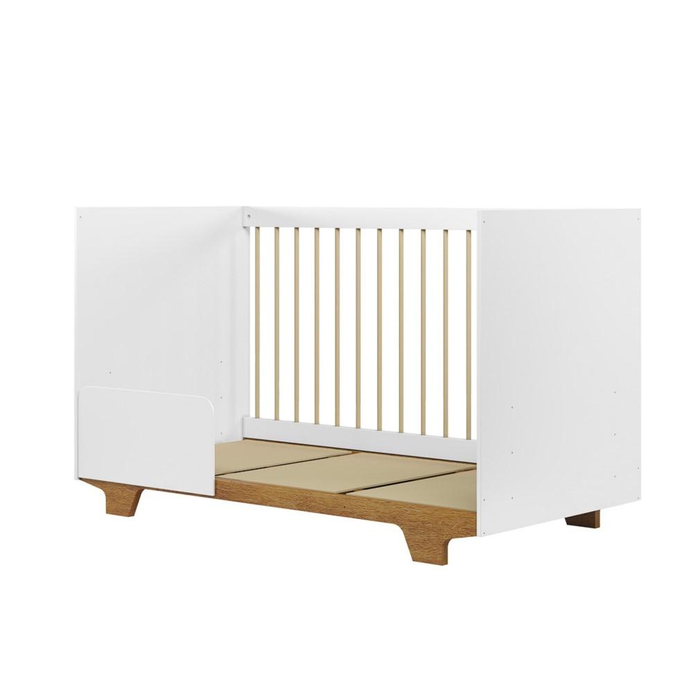 Berço Mini Cama Flocos com Colchão Tigus Baby Branco Madeirado Ypê