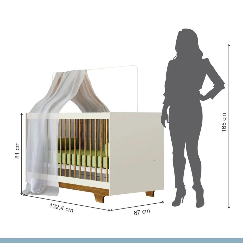 Berço Mini Cama Flocos com Colchão Tigus Baby Off White Madeirado Ypê