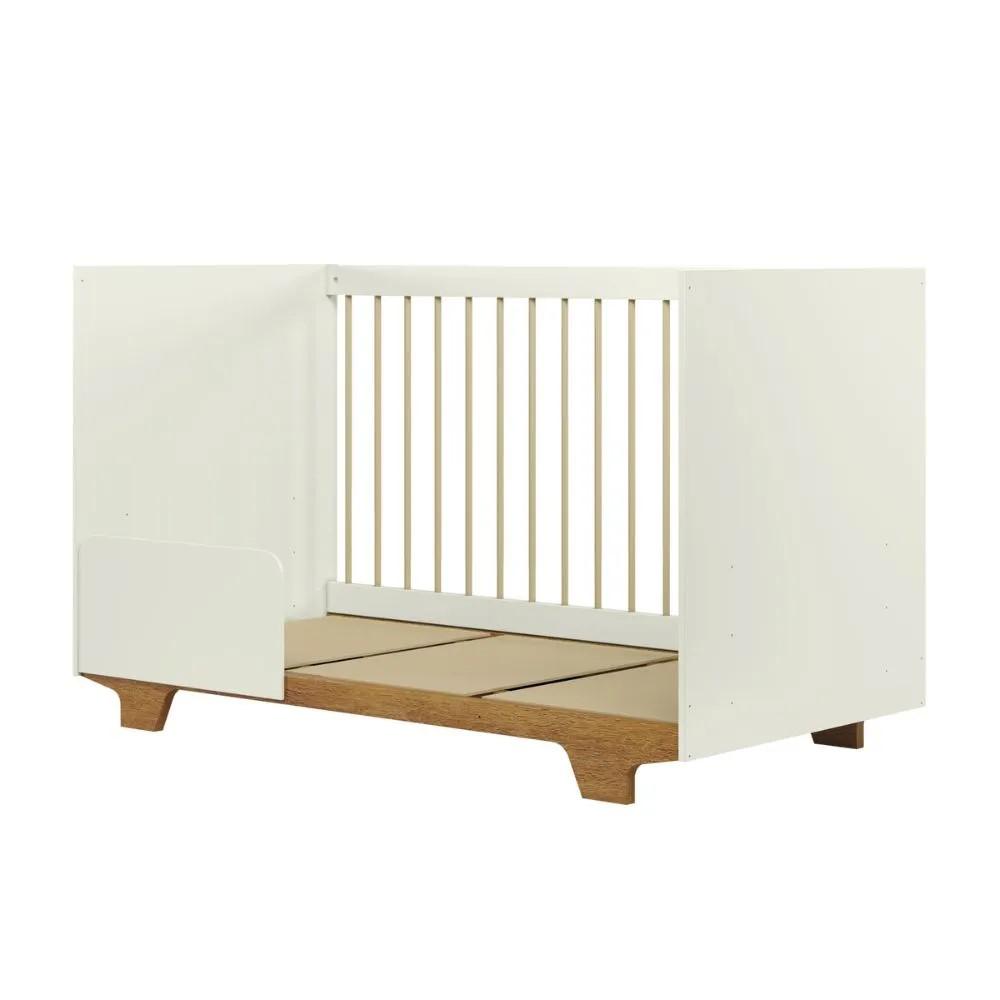 Berço Mini Cama Flocos com Colchão Tigus Baby Off White Madeirado Ypê
