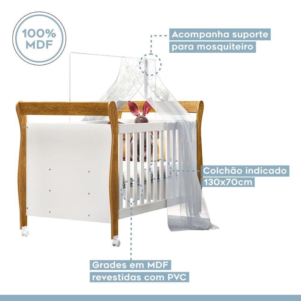 Berço Mini Cama Slim Tigus Baby Branco Madeirado Ypê