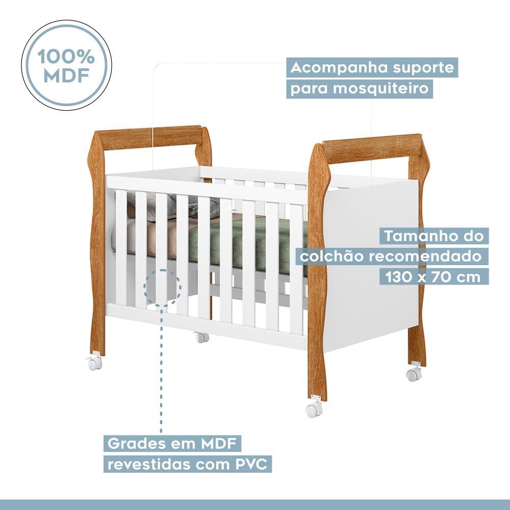 Berço Mini Cama Soninho 3 em 1 Tigus Baby Amadeirado