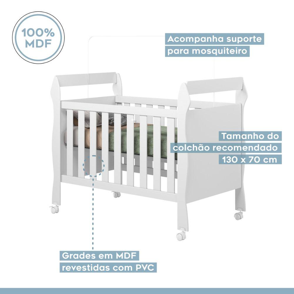 Berço Mini Cama Soninho 3 em 1 Tigus Baby Branco