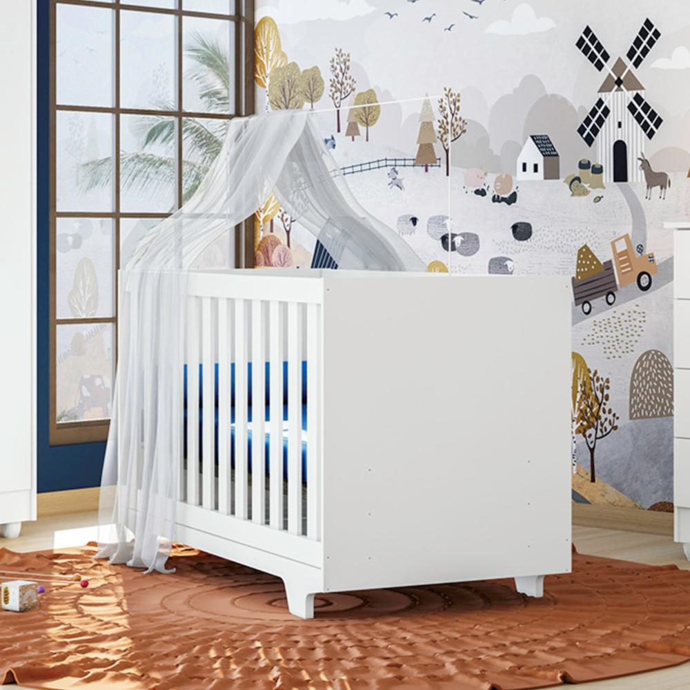 Berço Mini Cama com Colchão Life Tigus Baby Branco