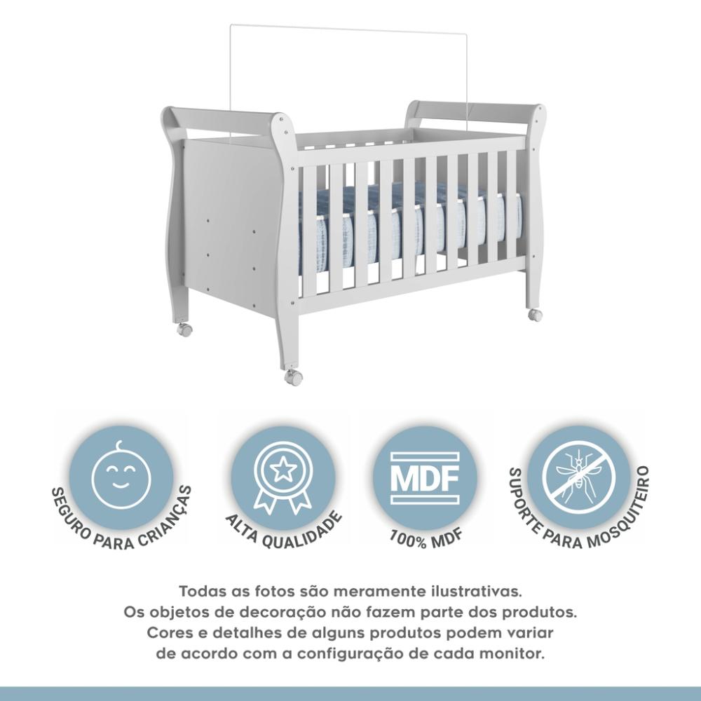 Berço Mini Cama com Colchão Slim Tigus Baby Branco