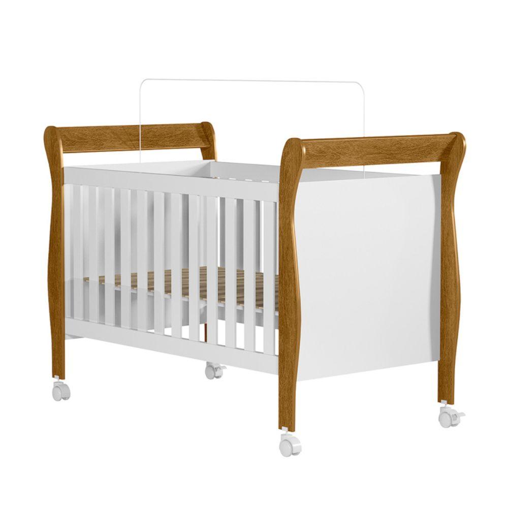 Berço Mini Cama com Colchão Slim Tigus Baby Branco Madeirado Ypê