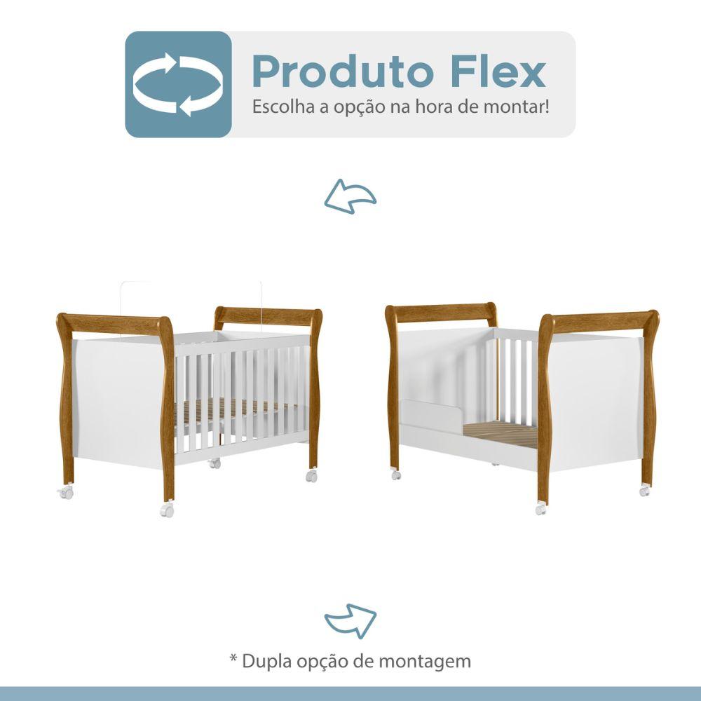 Berço Mini Cama com Colchão Slim Tigus Baby Branco Madeirado Ypê