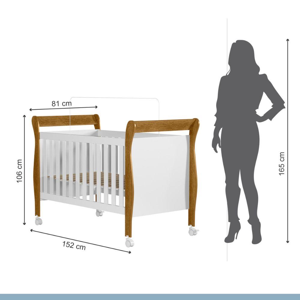 Berço Mini Cama com Colchão Slim Tigus Baby Branco Madeirado Ypê