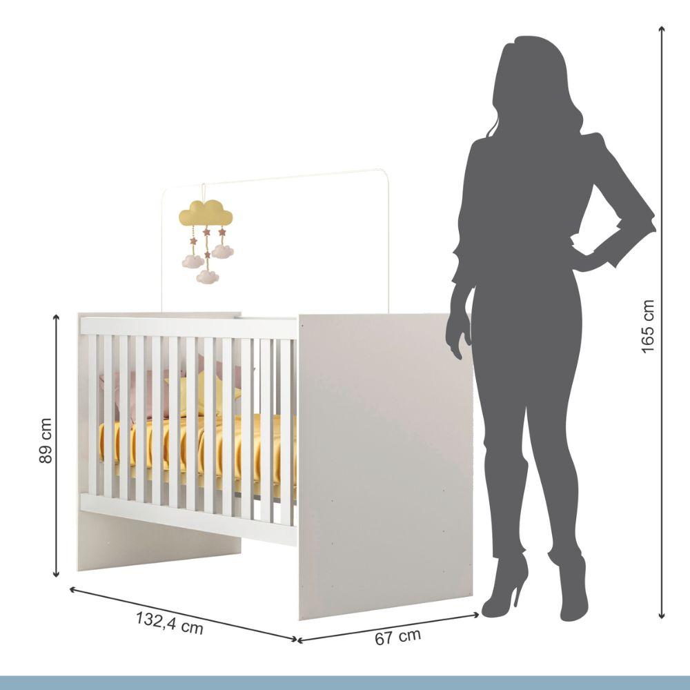 Berço com Suporte Mosquiteiro e Colchão Life Tigus Baby Branco