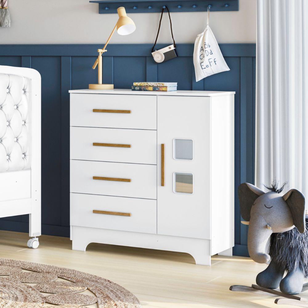 Cômoda Fly 1 Porta e 4 Gavetas Tigus Baby Branco