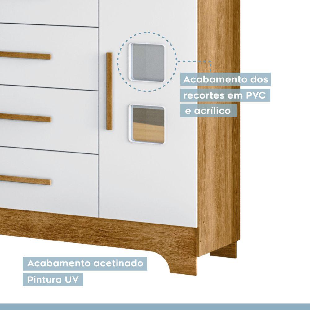 Cômoda Fly 1 Porta e 4 Gavetas Tigus Baby Branco Madeirado Ypê