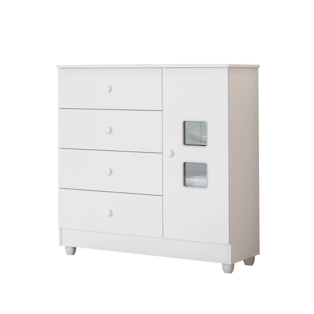Cômoda Life 1 Porta e 4 Gavetas Tigus Baby Branco