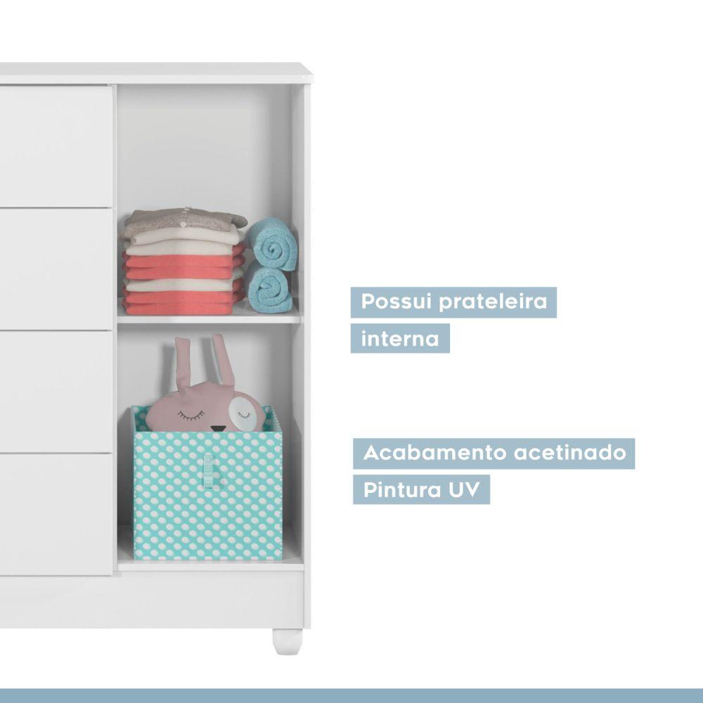 Cômoda Life 1 Porta e 4 Gavetas Tigus Baby Branco