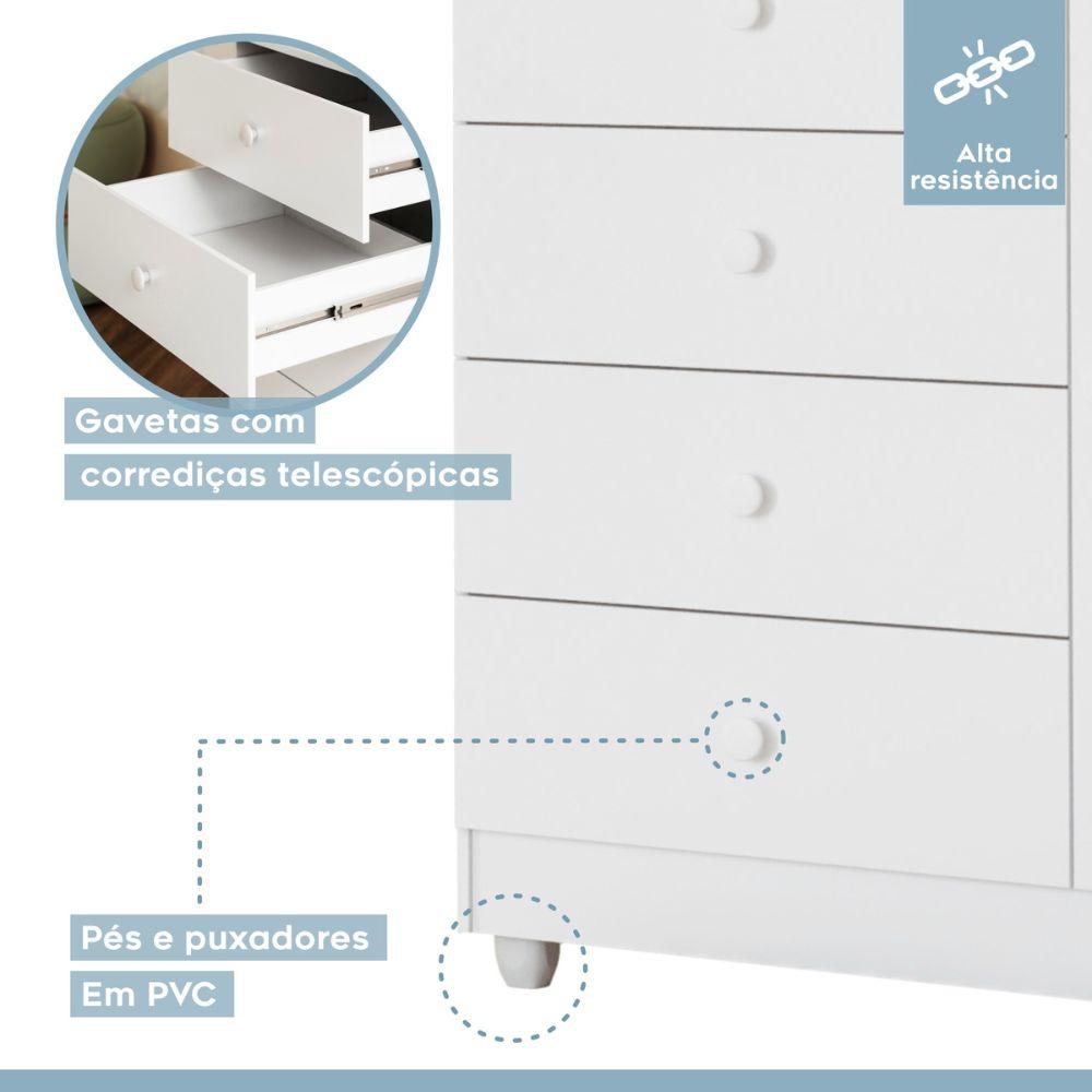 Cômoda Life 1 Porta e 4 Gavetas Tigus Baby Branco