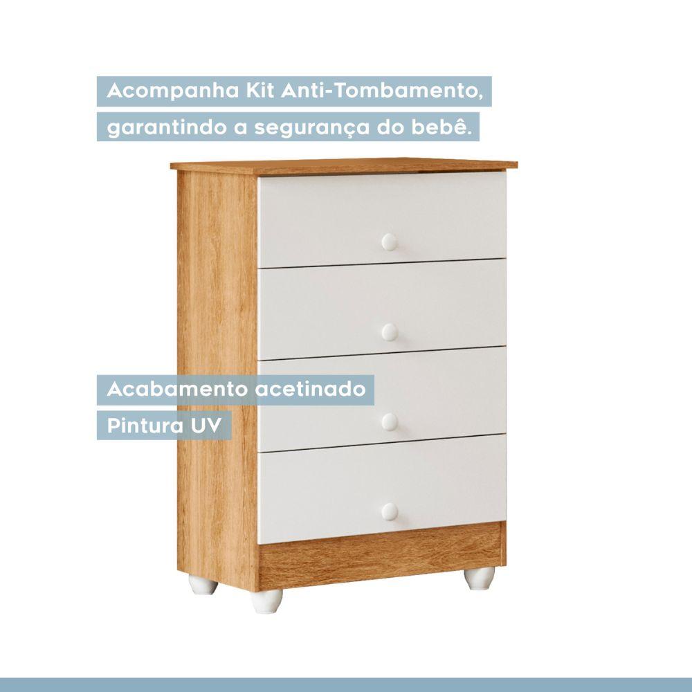 Cômoda Soft 4 Gavetas Tigus Baby Branco Madeirado Ypê