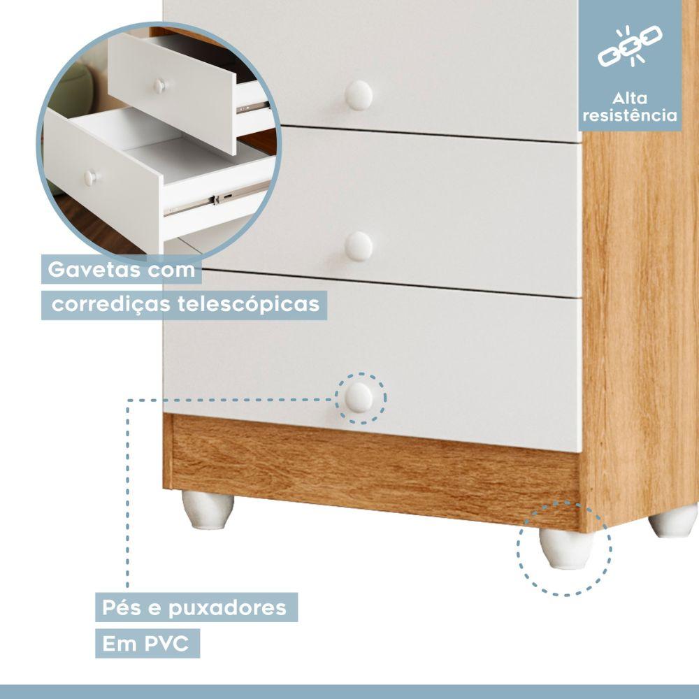 Cômoda Soft 4 Gavetas Tigus Baby Branco Madeirado Ypê
