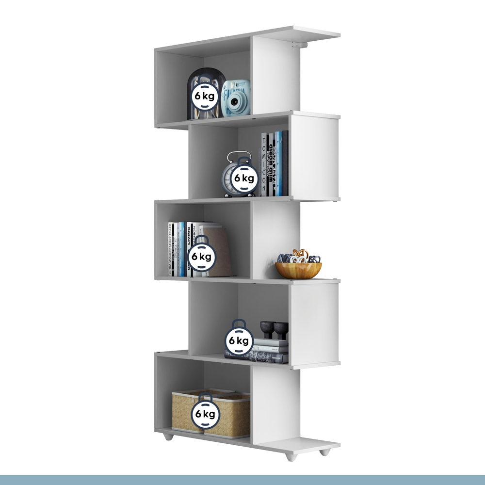 Estante Vertical para Livros 5 Nichos Tigus Branco