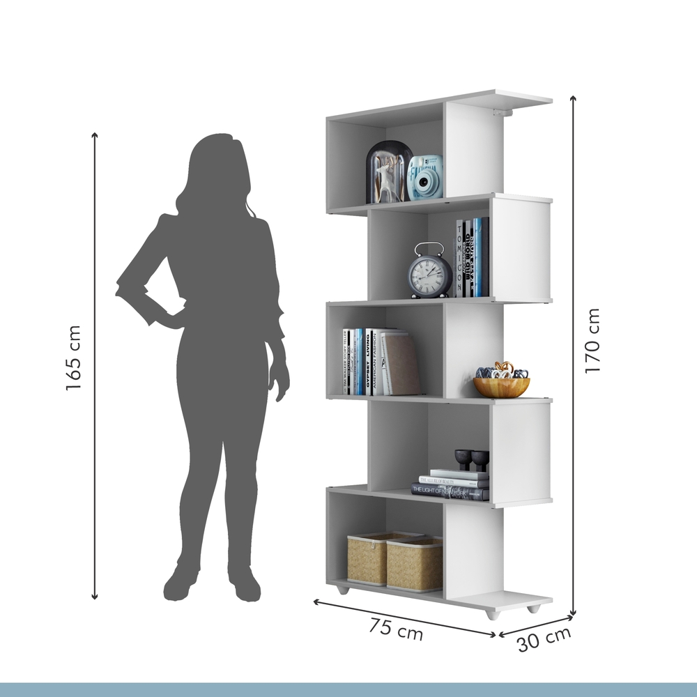 Estante Vertical para Livros 5 Nichos Tigus Branco