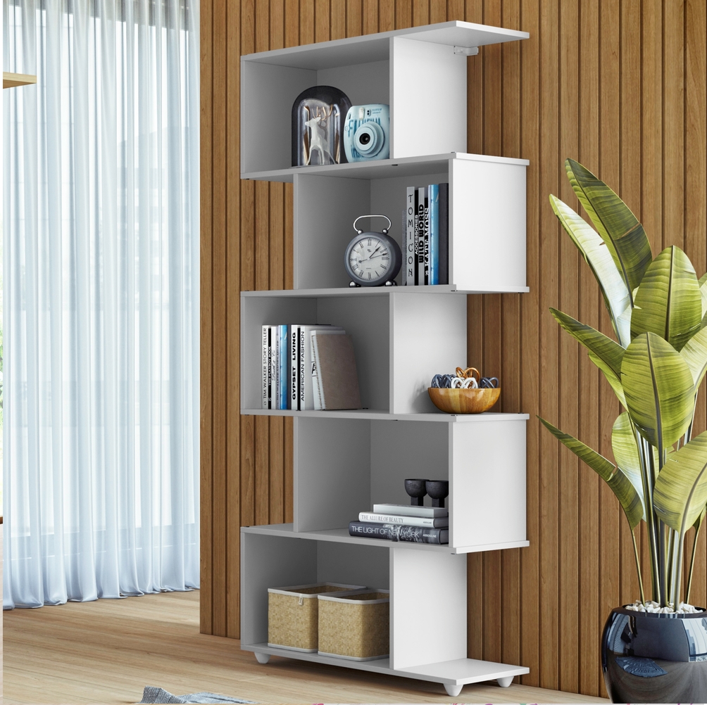 Estante Vertical para Livros 5 Nichos Tigus Branco
