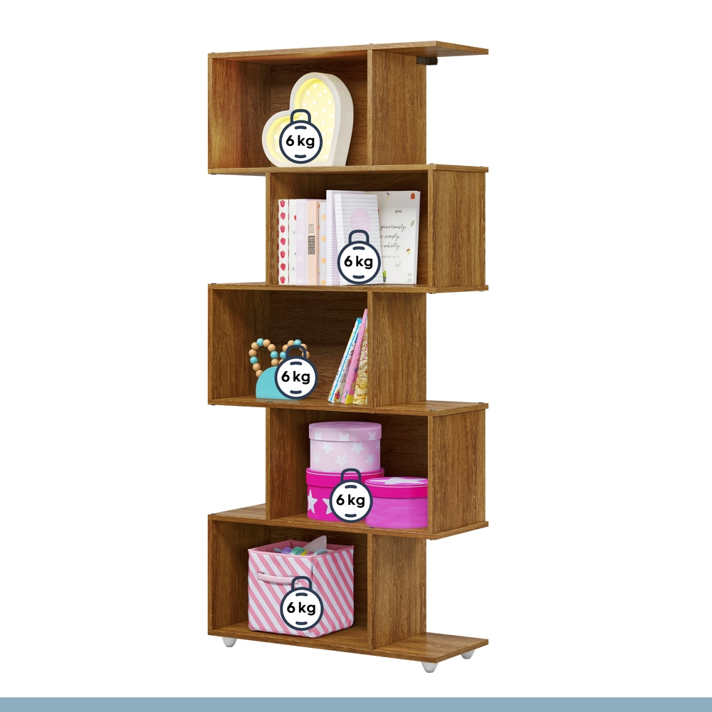 Estante Vertical para Livros 5 Nichos Tigus Ipê