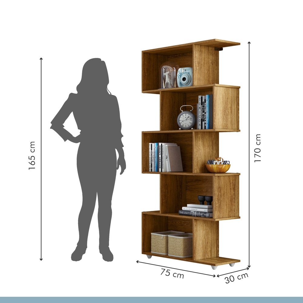 Estante Vertical para Livros 5 Nichos Tigus Ipê