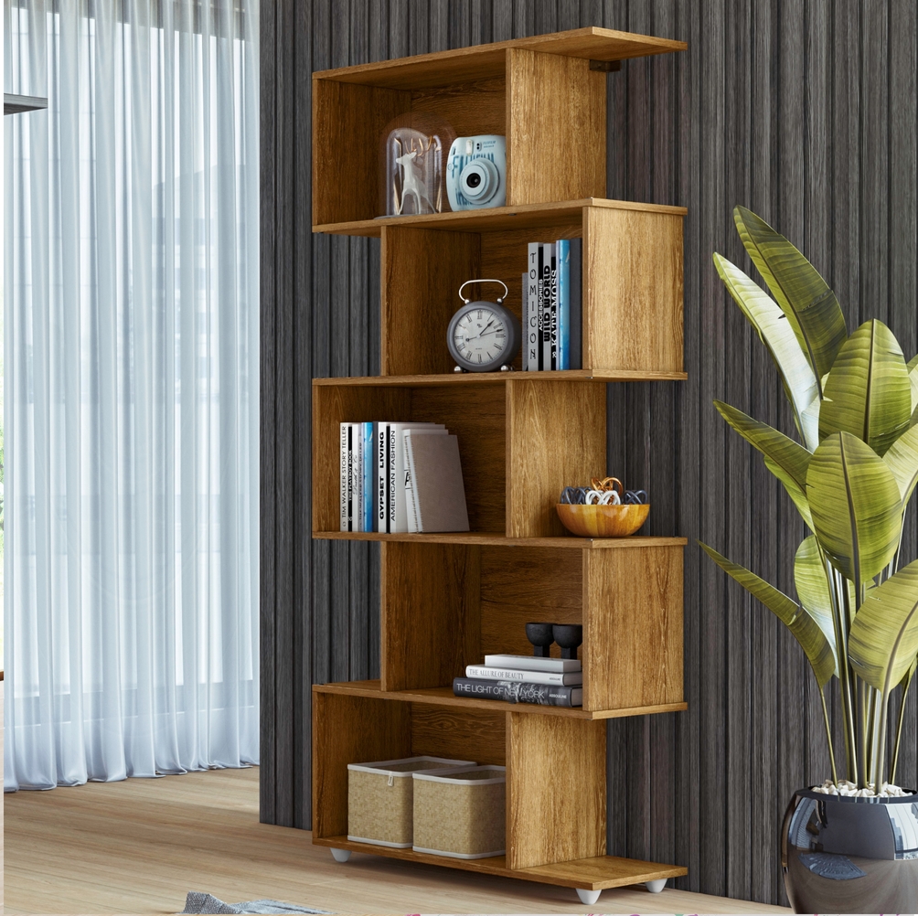 Estante Vertical para Livros 5 Nichos Tigus Ipê