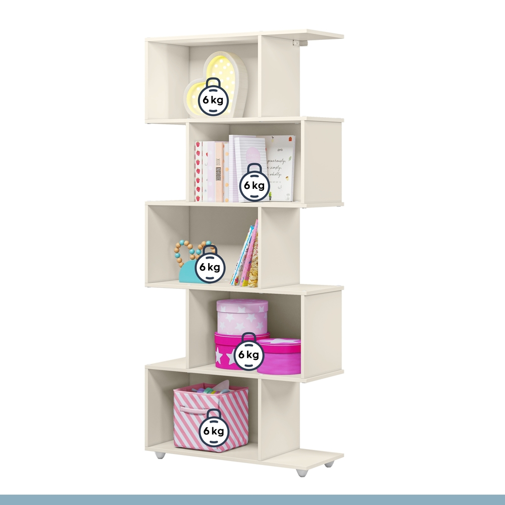 Estante Vertical para Livros 5 Nichos Tigus Off White