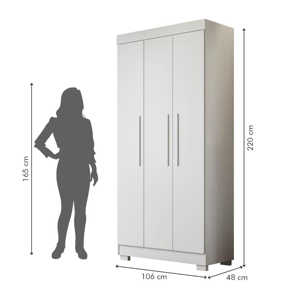 Guarda Roupa Roupeiro Flórida 3 Portas 3 Gavetas Tigus Baby Branco