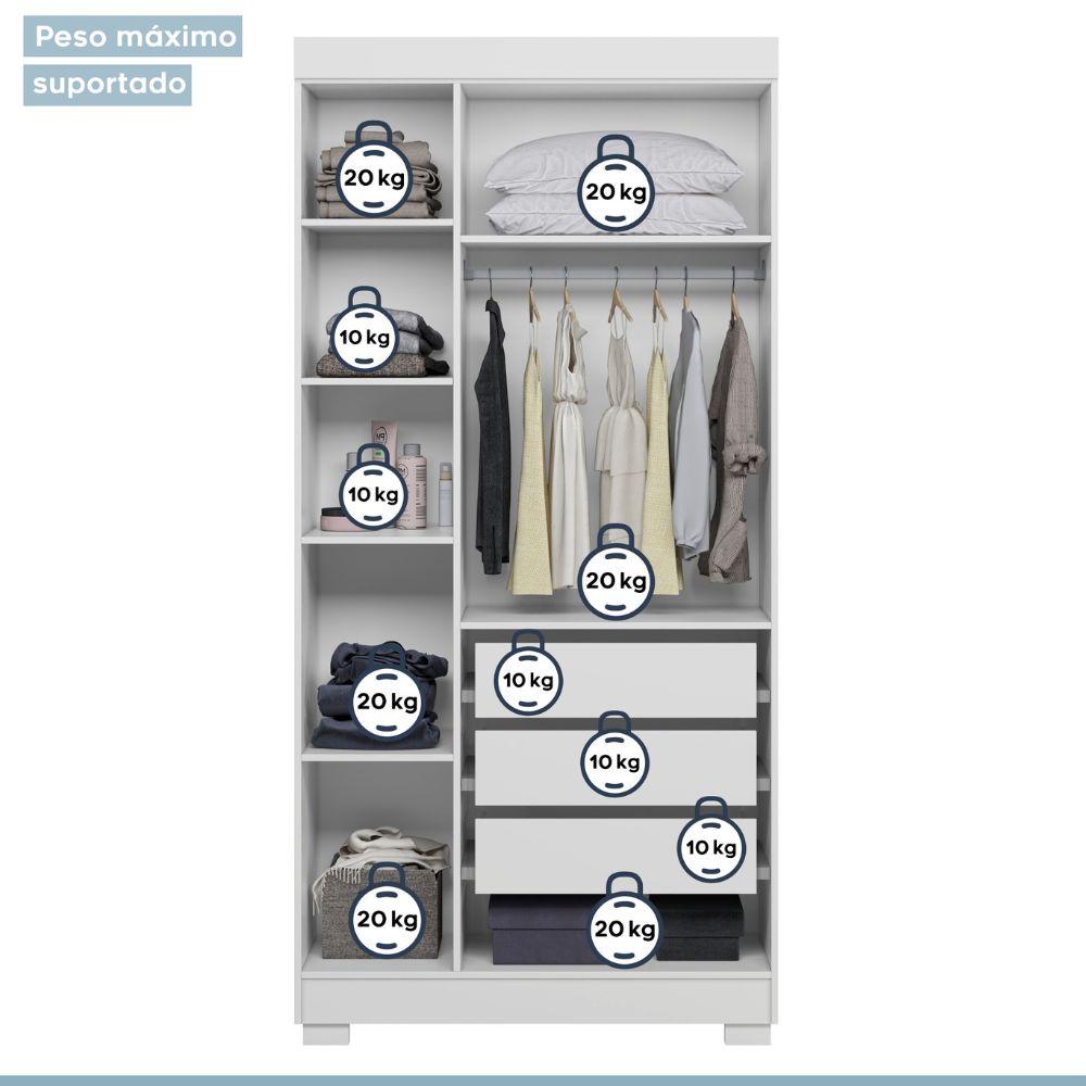Guarda Roupa Roupeiro Flórida 3 Portas 3 Gavetas Tigus Baby Branco