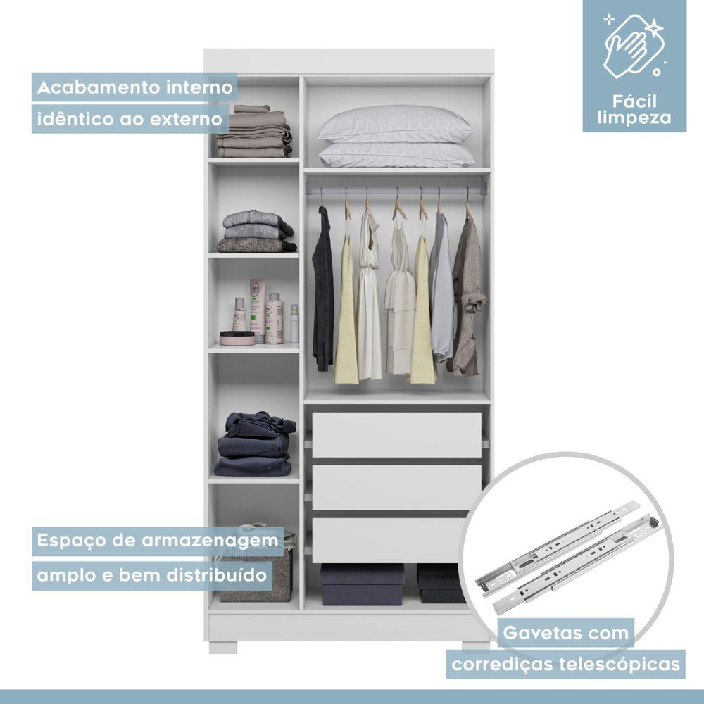 Guarda Roupa Roupeiro Flórida 3 Portas 3 Gavetas Tigus Baby Branco