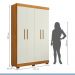 Guarda Roupa Roupeiro Flórida 4 Portas 3 Gavetas Tigus Baby Amadeirado Off White