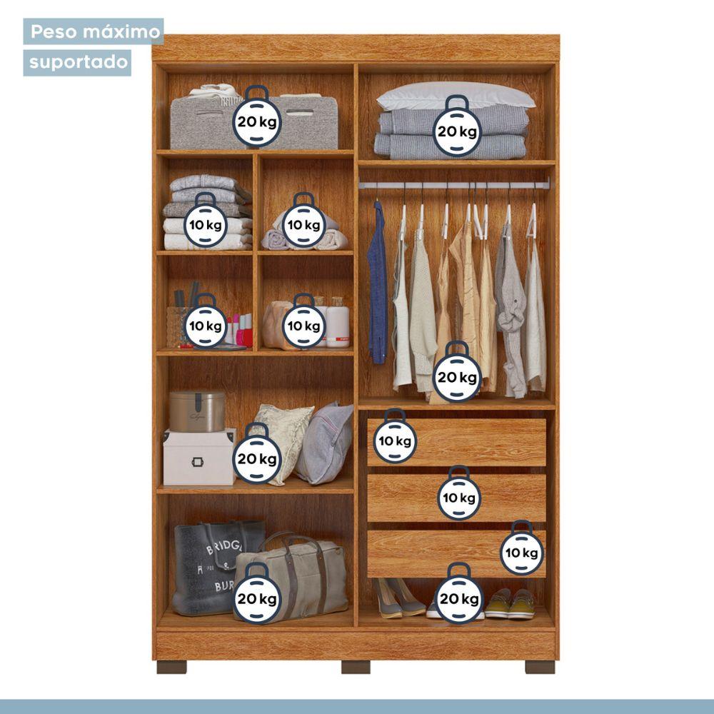 Guarda Roupa Roupeiro Flórida 4 Portas 3 Gavetas Tigus Baby Amadeirado Off White