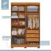 Guarda Roupa Roupeiro Flórida 4 Portas 3 Gavetas Tigus Baby Amadeirado Off White