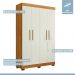 Guarda Roupa Roupeiro Flórida 4 Portas 3 Gavetas Tigus Baby Amadeirado Off White