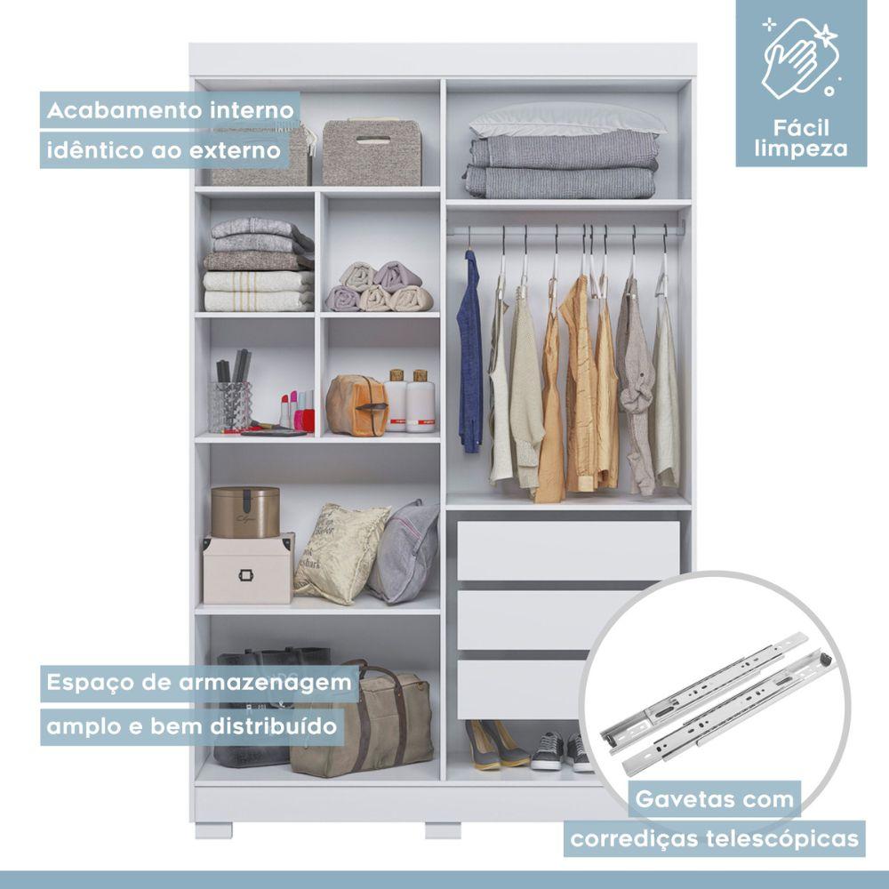 Guarda Roupa Roupeiro Flórida 4 Portas 3 Gavetas Tigus Baby Branco