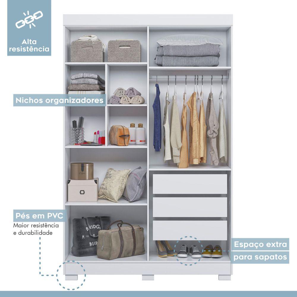 Guarda Roupa Roupeiro Flórida 4 Portas 3 Gavetas Tigus Baby Branco